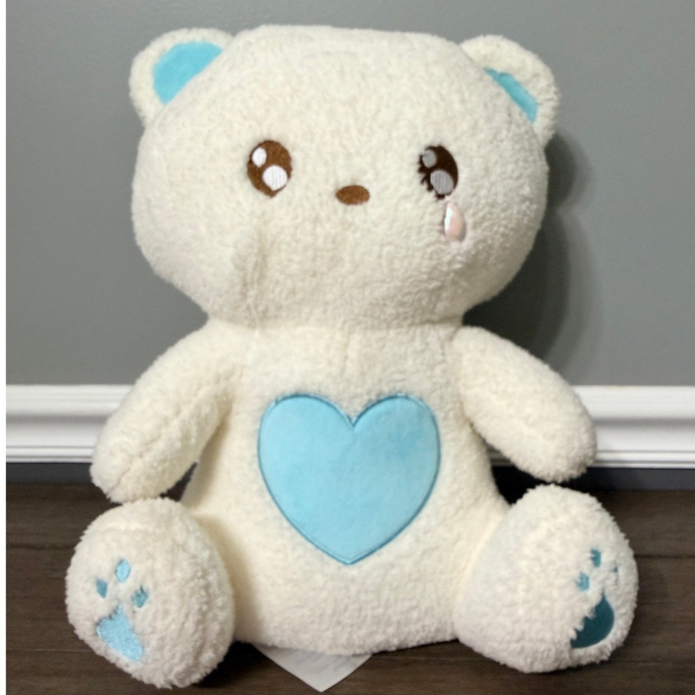 Crybaby Heart Bear White Blue Heart 14" Plush Nakimushi Japanese Kawaii Amuse
